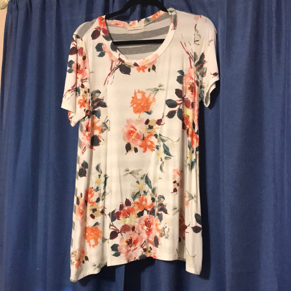 First Look Floral Stripe Tee